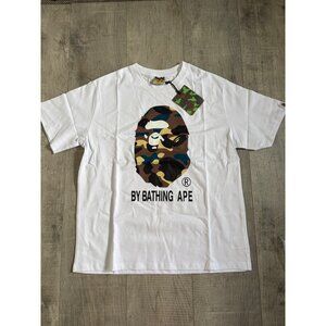 Bathing Ape Mens XL White Camo Logo Tee Shirt
